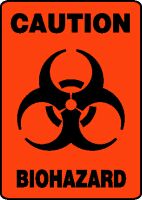 Caution Biohazard (W/Graphic) Adhesive Dura-Vinyl 14